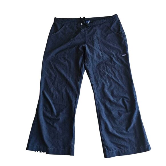 Patagonia womens sz 4 black Drawstring capri crop pants work hiking trail - Picture 1 of 7